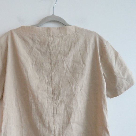 THEORY Organic Crunch Linen Belted Shift Dress Light Wheat - Size 00 - Picture 10 of 16
